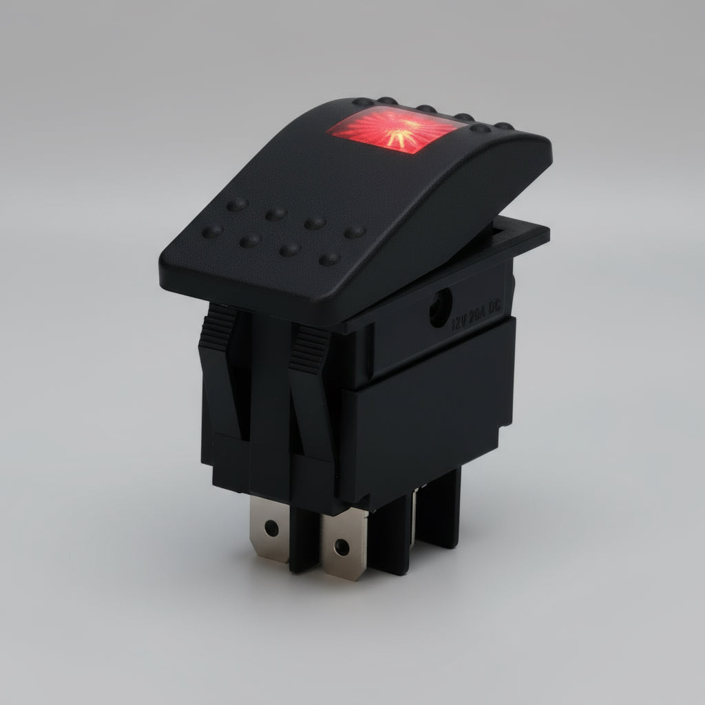 4 Pin 12/24V Rocker Switch with Blue LED Indicator